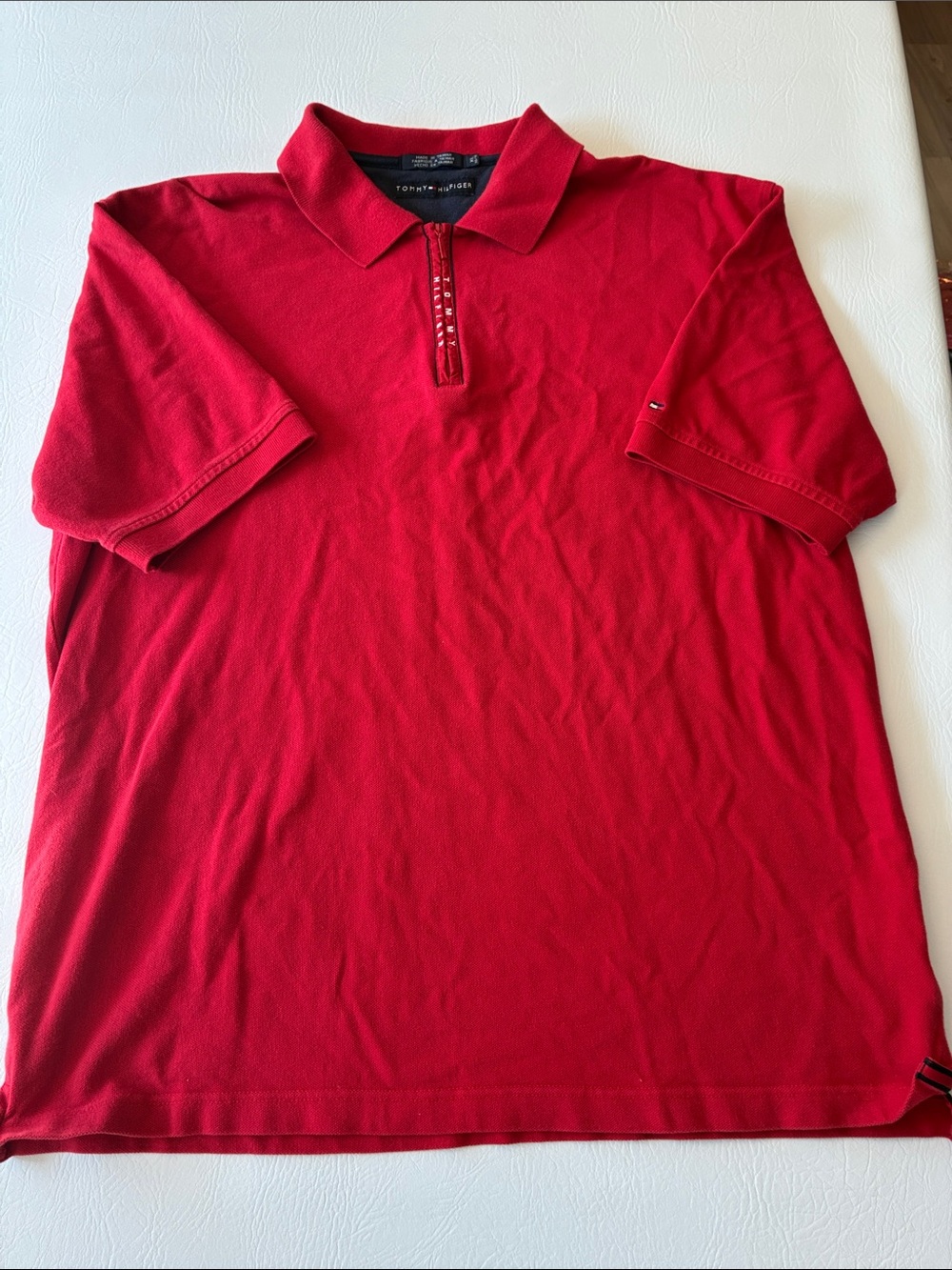 Tommy Hilfiger Men's Bright Red Polo with Zip Placket